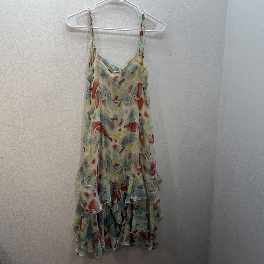 Y2K DIANE VON FURSTENBERG Silk Babydoll Midi Dress Size 6 Cocktail Artsy Fairy - Picture 2 of 9